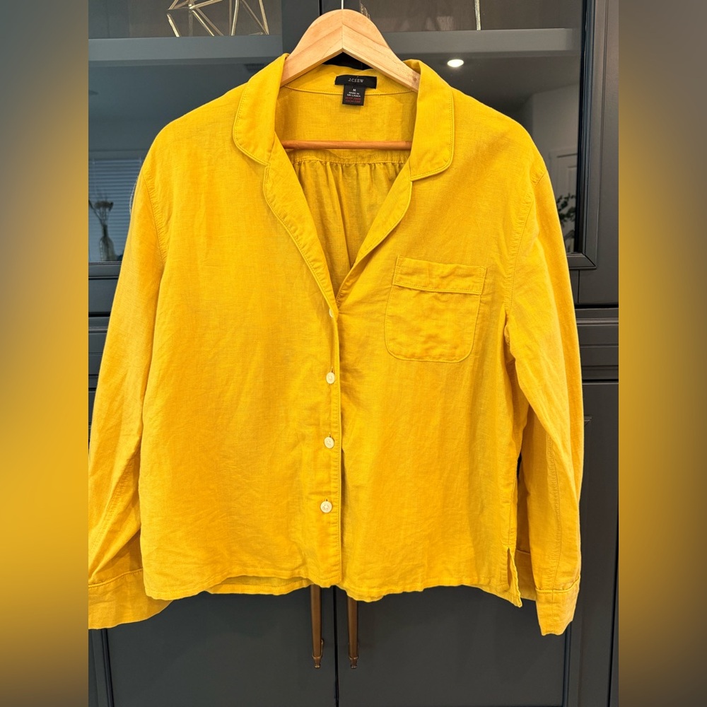 J. Crew Golden Linen Blend Button-Up Shirt